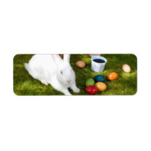 Easter Bunny And Coloured Eggs Labels