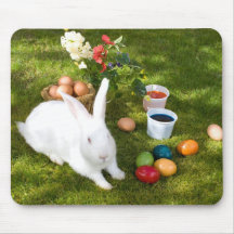 Easter Bunny And Coloured Eggs Mouse Pads