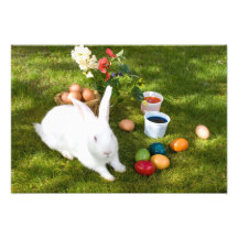 Easter Bunny And Coloured Eggs Photo Print