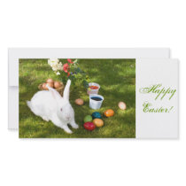 Easter Bunny And Coloured Eggs Customized Photo Card