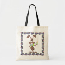 Easter Bunny and Flowers Canvas Bag