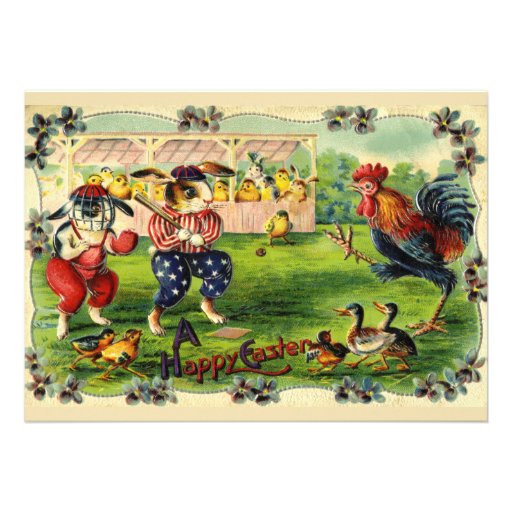 Easter Bunny Baseball Invitation