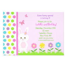 Easter Bunny  Birthday Party Invitations