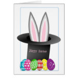 Easter Bunny, Eggs and Top Hat Card