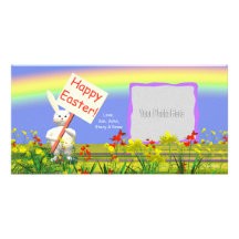 Easter Bunny Greets Customized Photo Card