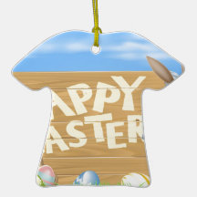 Easter bunny Happy Easter Sign Christmas Ornament