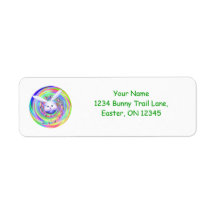 Easter Bunny Head Spin Return Address Label