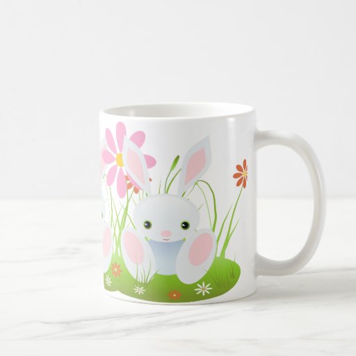 Easter bunny - Little Blue Bunny With Flowers Mugs