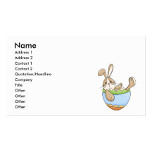 easter bunny lounging in egg business card template