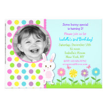 Easter Bunny Photo Birthday Party Invitations