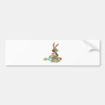 Easter bunny rabbit with Easter eggs basket Bumper Sticker