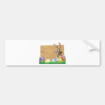 Easter bunny rabbit with Easter eggs basket Bumper Sticker