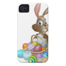 Easter bunny rabbit with Easter eggs basket iPhone 4 Case-Mate Case