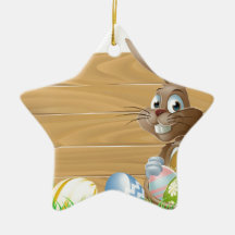 Easter bunny rabbit with Easter eggs basket Christmas Tree Ornament
