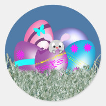 Easter bunny round sticker