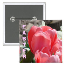 EASTER buttons Pink Tulip Flower Holidays custom