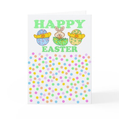 Easter Card With Easter Bunny Chicks And Eggs by moonlake