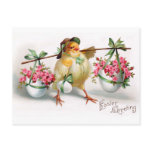 Easter Chick and Flowers Postcards
