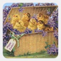 Easter Chicks in a Basket - Sticker stickers
