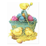 Easter Chicks in Basket Postcards