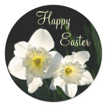 Easter daffodils round sticker