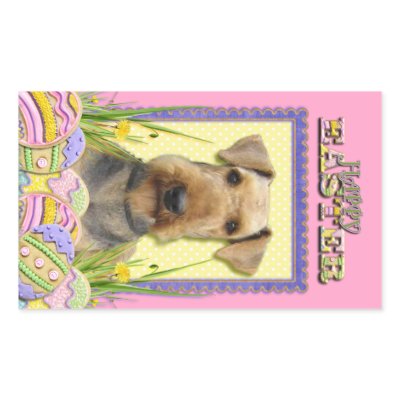 Easter Egg Cookies - Airedale Rectangular Stickers by FrankzPawPrintz