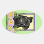 Easter Egg Cookies - Pug - Ruffy Oval Sticker