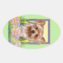 Easter Egg Cookies - Yorkshire Terrier Oval Stickers