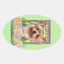 Easter Egg Cookies - Yorkshire Terrier Oval Stickers