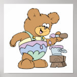 easter egg cute teddy bear silly design poster