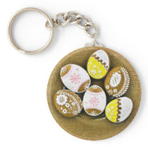 Easter Egg Shaped Biscuits On The Plate Key Chains