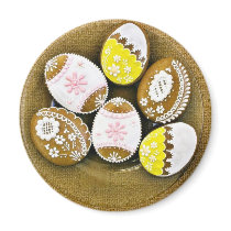 Easter Egg Shaped Biscuits On The Plate Magnet