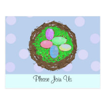 Easter Eggs in a Twig Nest Invitation Postcards