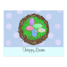 Easter Eggs in a Twig Nest Postcards