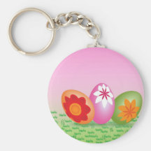 Easter Eggs On Pink Keychain