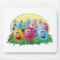 Easter Eggs with Faces in Grass Mouse Pads