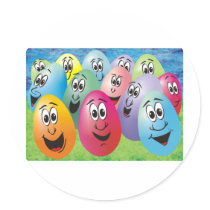 Easter Eggs with Faces Round Sticker