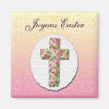 Easter Floral Cross Custom Magnet
