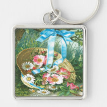 Easter Flowers Custom Keychain