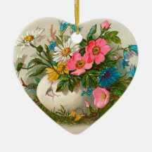 Easter Flowers Vintage Floral Art Christmas Ornaments