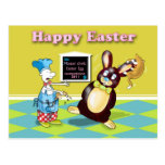 Easter funny chef and rabbit post card