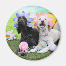 Easter - GoldenDoodles - Sadie and Izzie Refrigerator Magnet