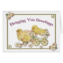 Easter Greetings Baby Chicks Greeting Card cards