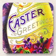 EASTER GREETINGS.jpg Beverage Coasters