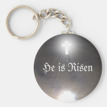 Easter Key Chain He is Risen Light Stream Cross