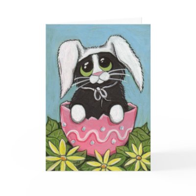 Easter Kitty Greeting Card by LisaMarieArt