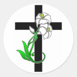 Easter Lilies and Cross Round Sticker