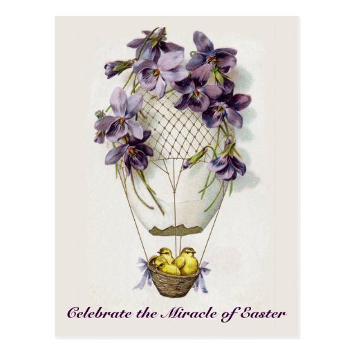 Easter Lilies Balloon Vintage Postcard