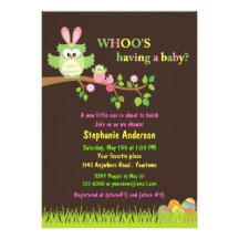 Easter Owl and Baby in an Egg Shower Invite