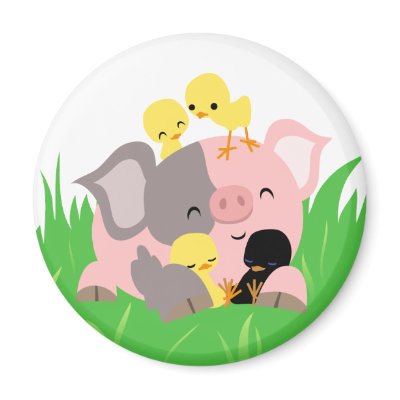 Easter pig and chicks magnet by Lioness_Graphics